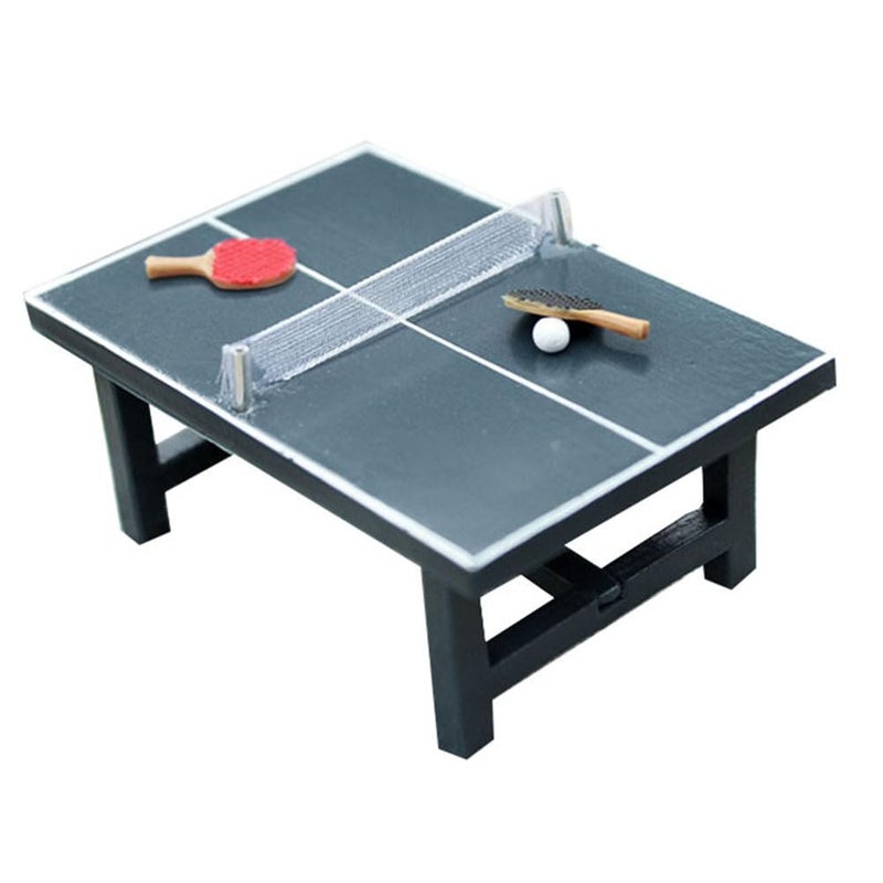 NUOBESTY Miniature Pong Table Tennis Paddle Set Doll Mini Sports Dollhouse Furniture Decoration Accessories - Image 1